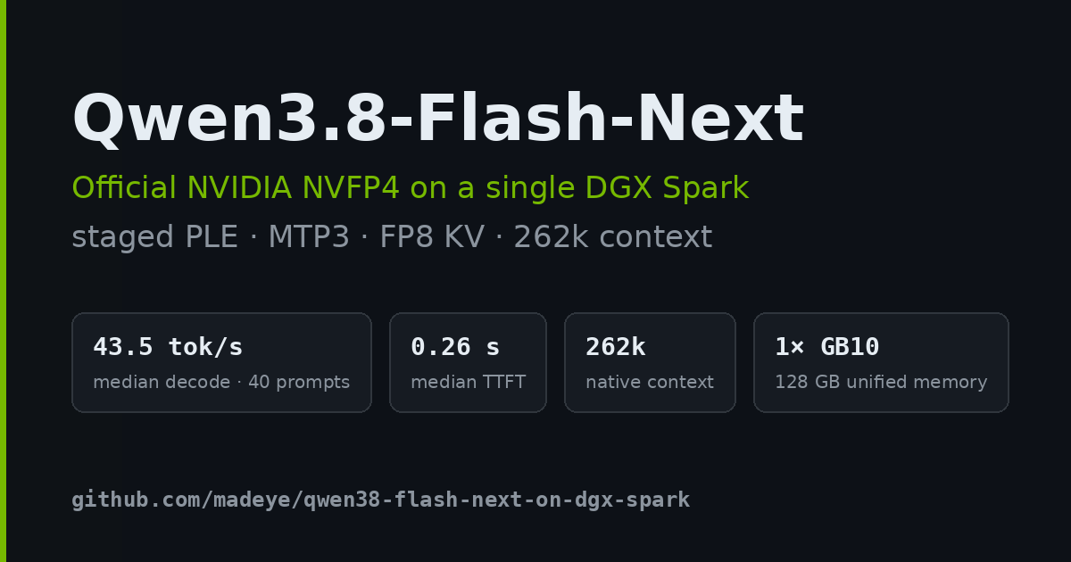 Qwen3.8-Flash-Next on a single NVIDIA DGX Spark