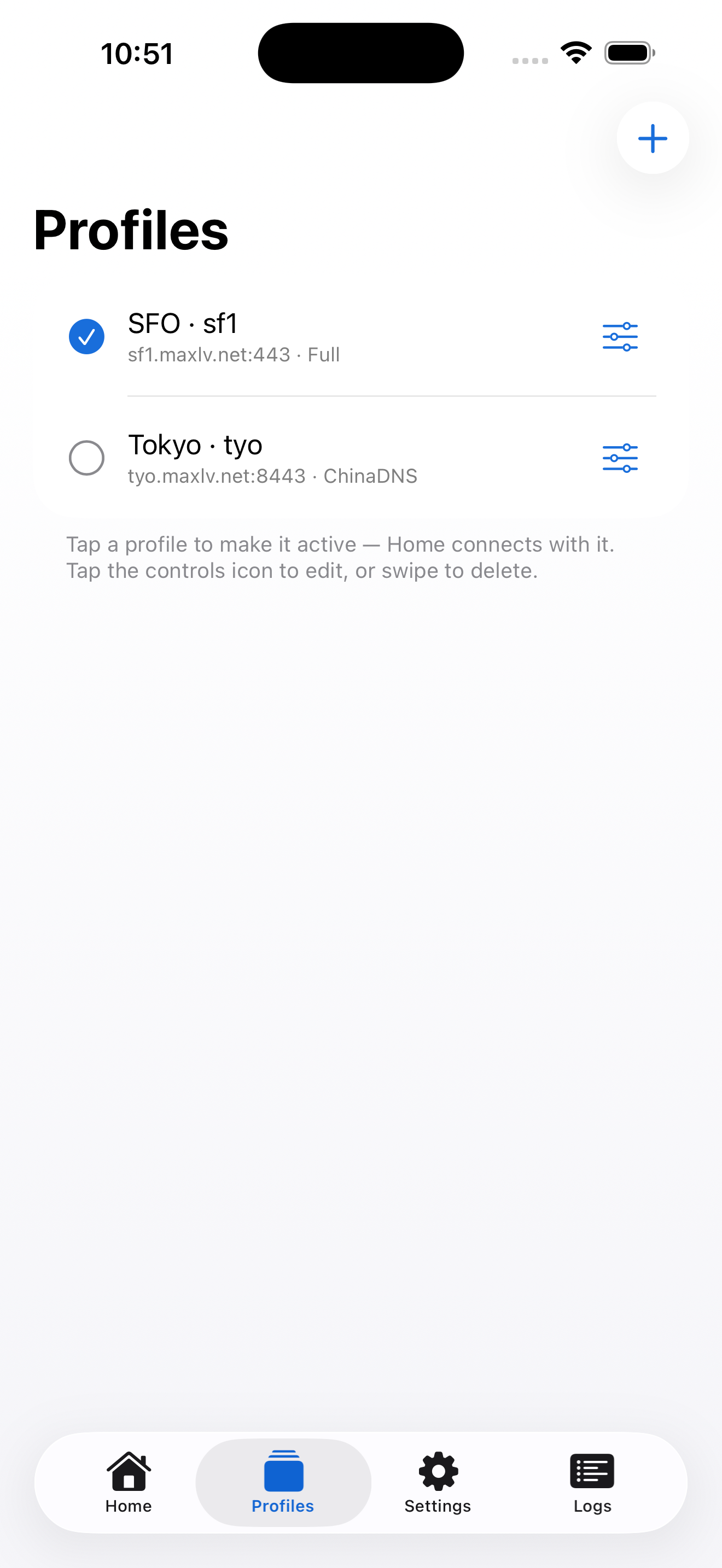 Profiles — manage and scan servers