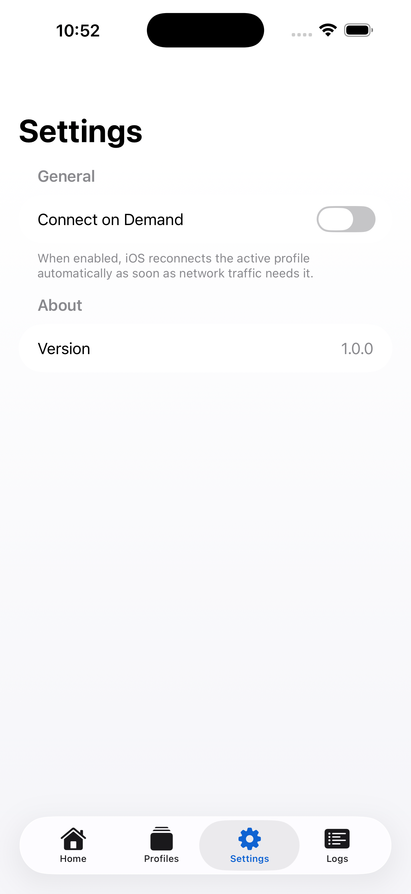 Settings — routing, cipher, obfuscation