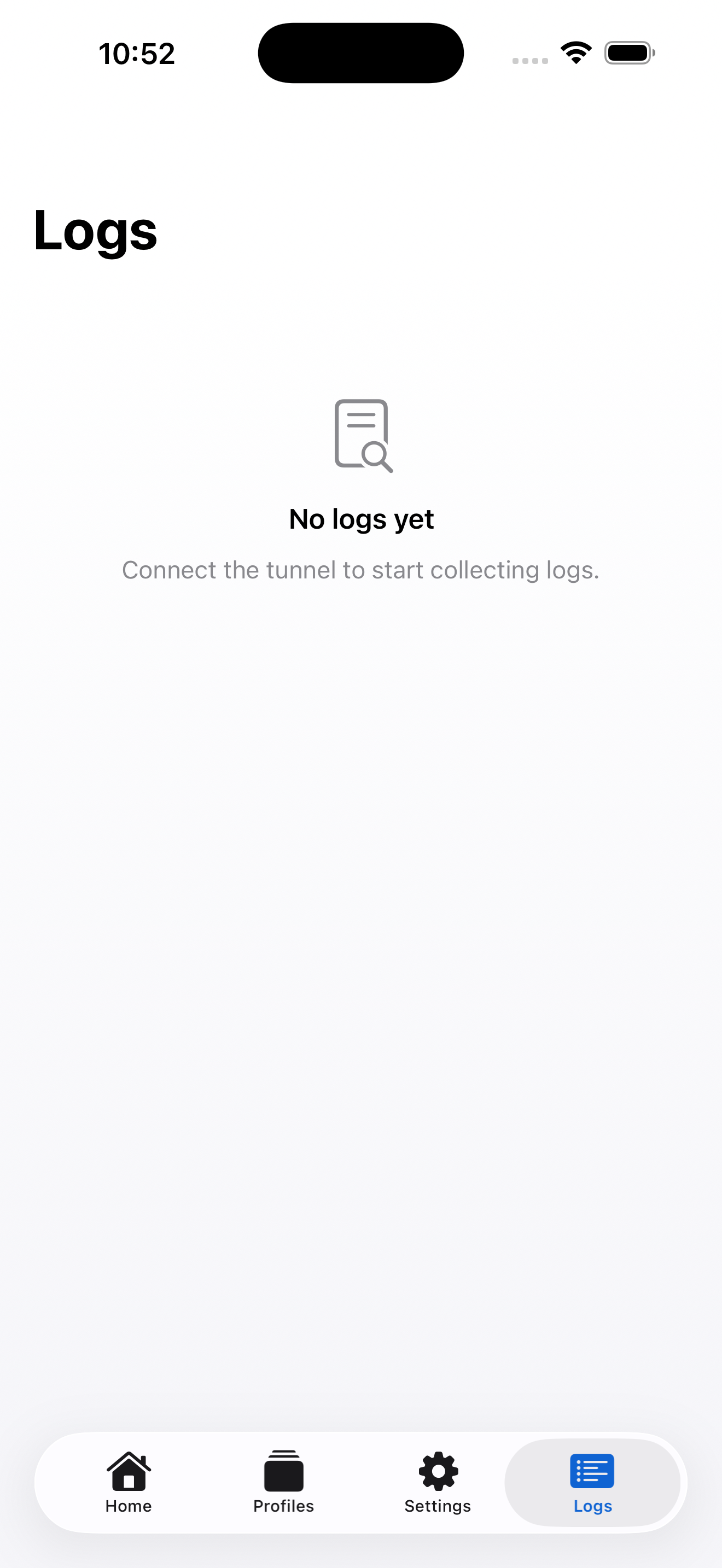 Logs — live engine output